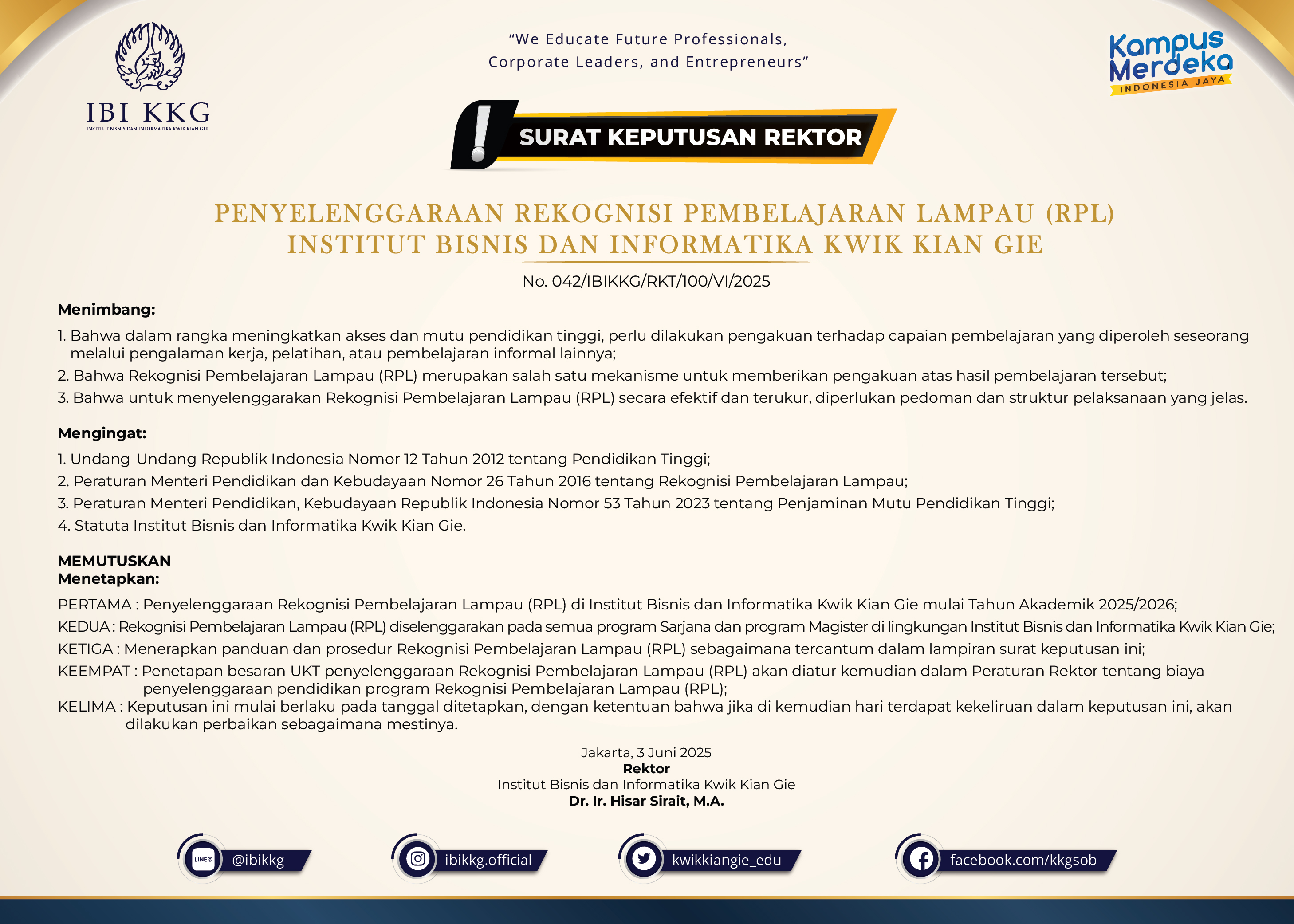 Surat Keputusan Rektor